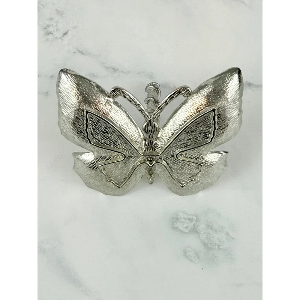 VTG Matashi Enameled Blue Cream Rhinestone Butterfly Ring Holder 3 1/2